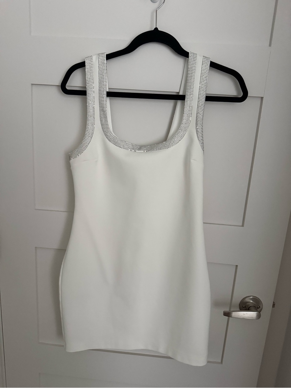 Zara White Mini Dress with Embellished Straps